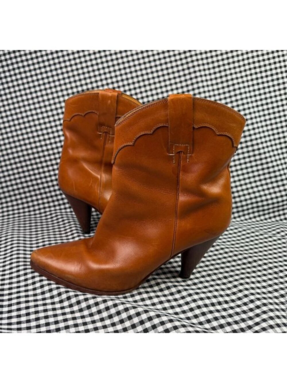 Premiata Western Cowgirl Boots Women EU 40 Brown Leather Made Italy Cone Heel